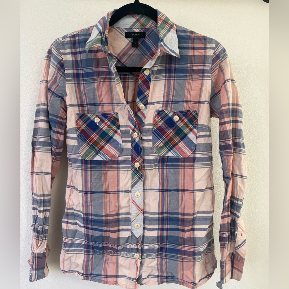 J Crew plaid button up size 2